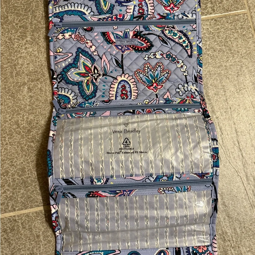 Vera Bradley Paisley Cosmetic Bag - Blue and Pink NWT - Picture 2 of 6